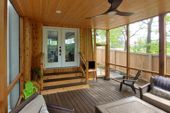 Inside view of Monroe Street area screened porch.