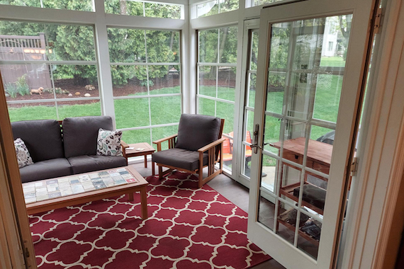 Inside view of westside Madison screened-in porch.